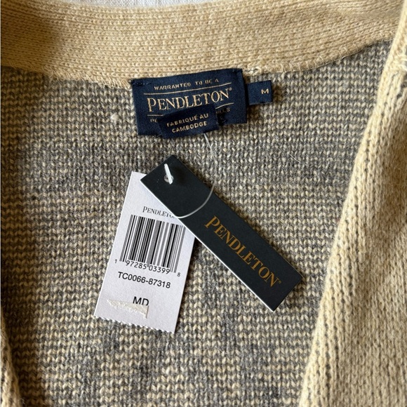 Pendleton Cream and Red Cardigan Sweater Oversized Wool Blend - Picture 8 of 13